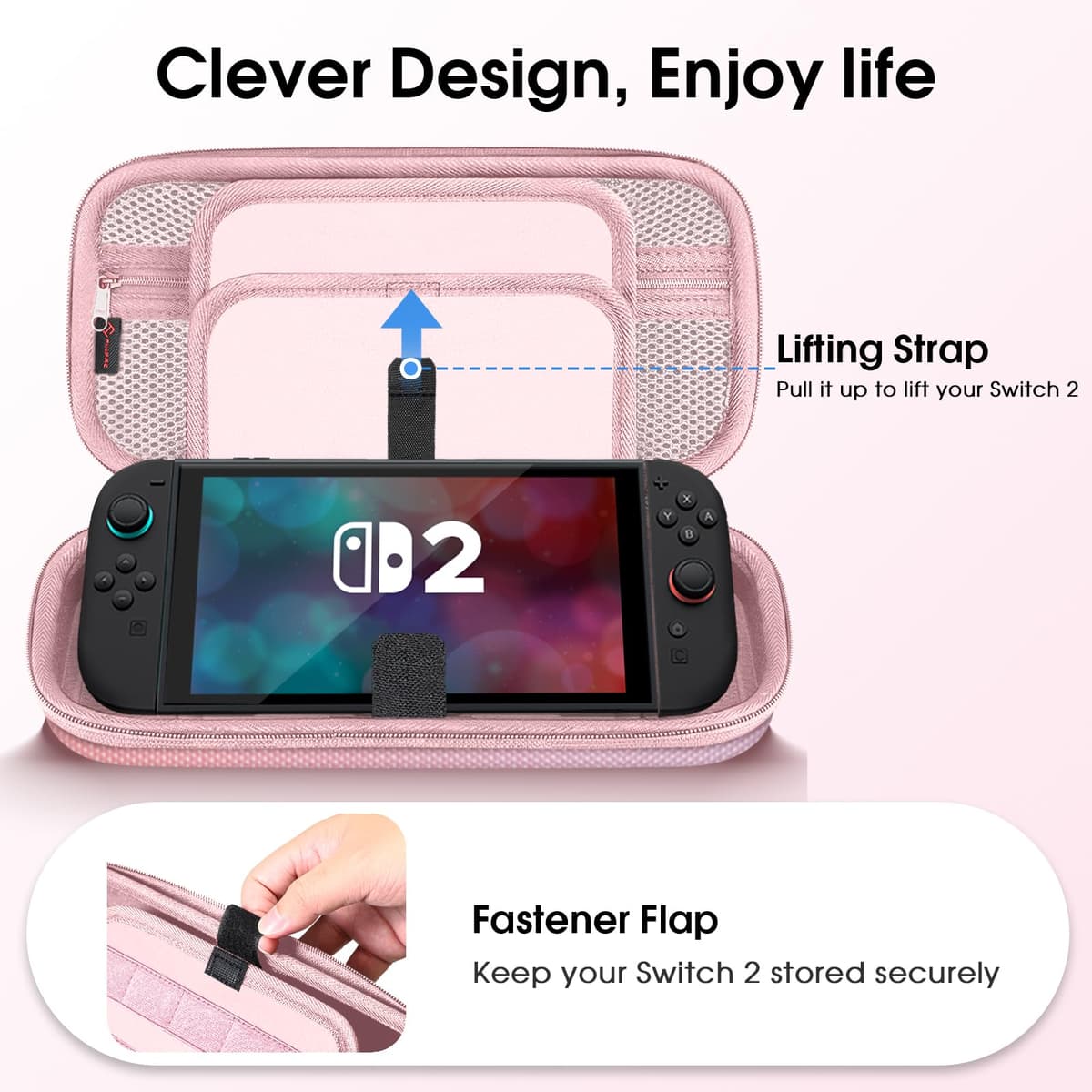FINTIE Carrying Case for Nintendo Switch 2 (2025) - [Shockproof] Hard Shell Protective Cover Portable Travel Bag with Game Card Slots & Inner Pocket for Accessories, Fantasy Ombre — view 4