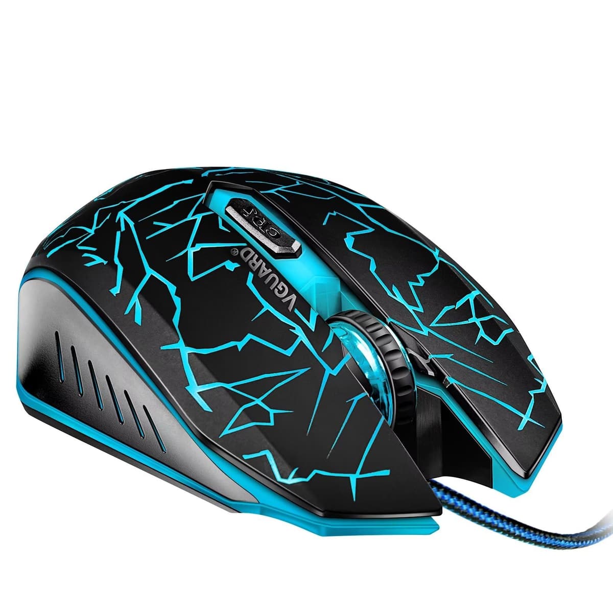 VGUARD Ratón Gaming con Cable, 4 dpi Ajustables hasta 2400, Gaming Mouse Óptico, Ratón Ergonómico Óptico RGB con 6 Botones y LED 7 Colores para PC, Portátil. (Versión Mejorada) - Negro — view 5