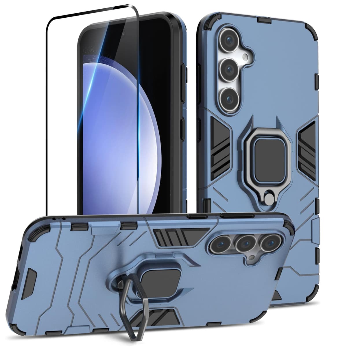 Funda para CMF Phone 2 Pro, Carcasa Antigolpes con Soporte anular metálico, Case Protectora de Grado Militar, Negro — view 1639