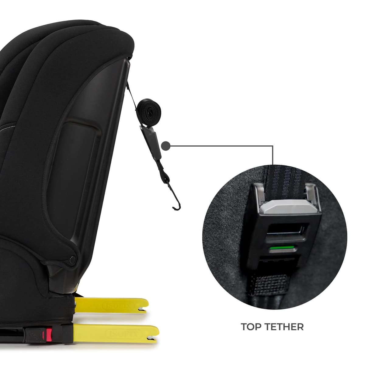 Kinderkraft SAFETY FIX 3 PRO, Silla de Coche i-Size 76–150 cm, ISOFIX, Top Tether, Protección Lateral H-GUARD, Arnés 5 Puntos, Funda Lavable, Fácil Instalación, Negro — view 5