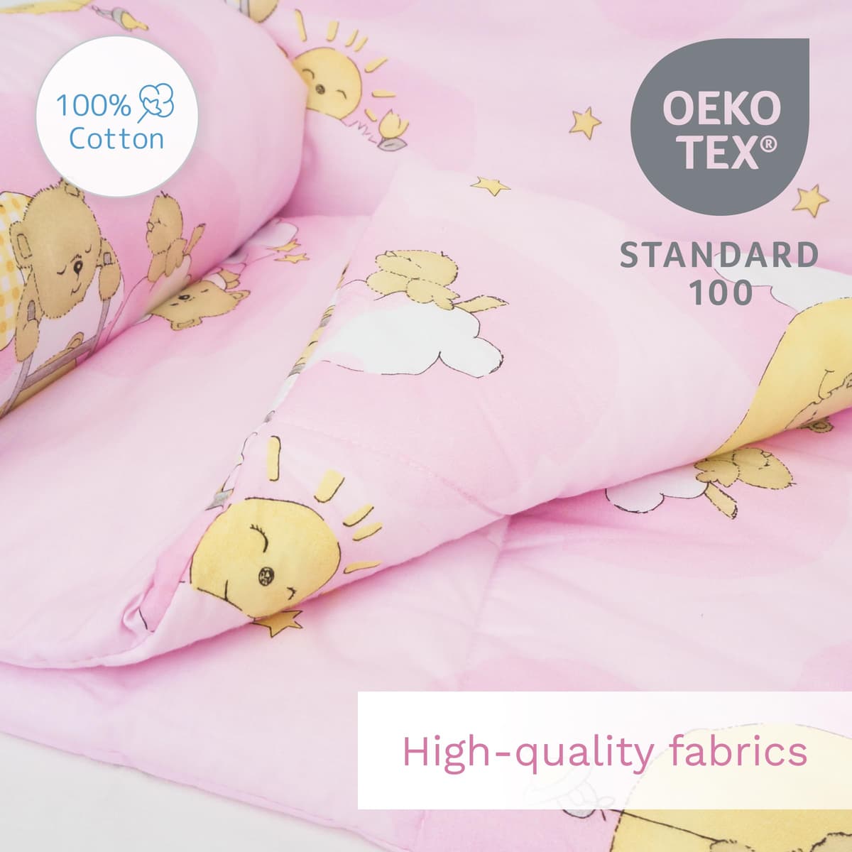 Baby Comfort 4 Piece Duvet Pillow Duvet Cover Pillowcase 80x70 cm Bedding Set 12M+ (Ladders Pink) — view 8