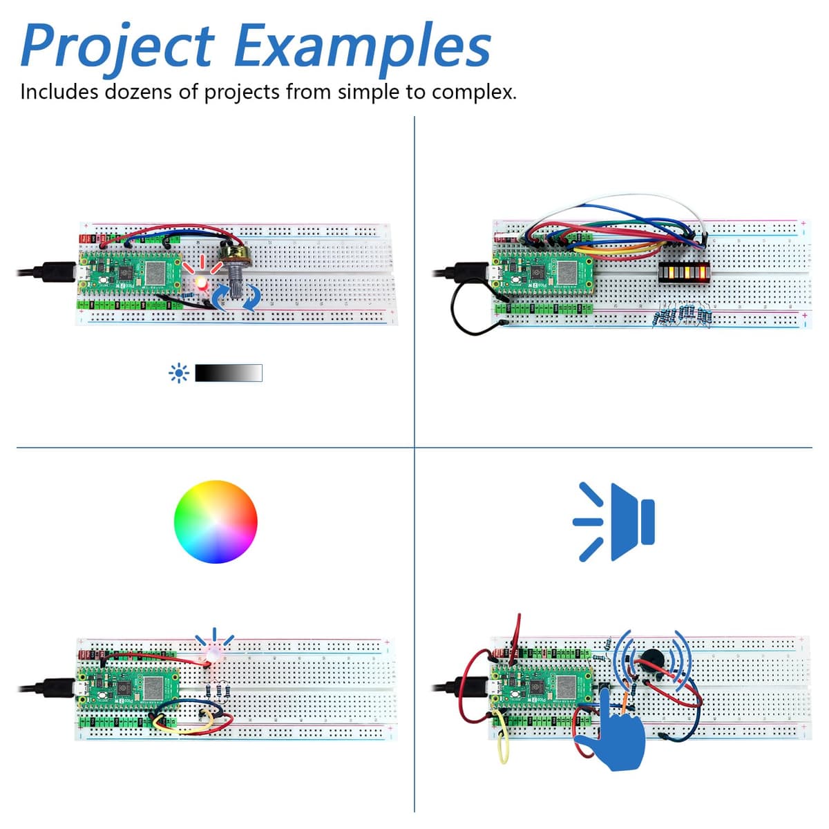 Freenove Basic Starter Kit for Raspberry Pi Pico 2 W (Included), Dual Arm Cortex-M33 and Dual Hazard3 RISC-V Microcontroller, 386-Page Detailed Tutorial, 142 Items, 55 Projects, Python C Code — view 4