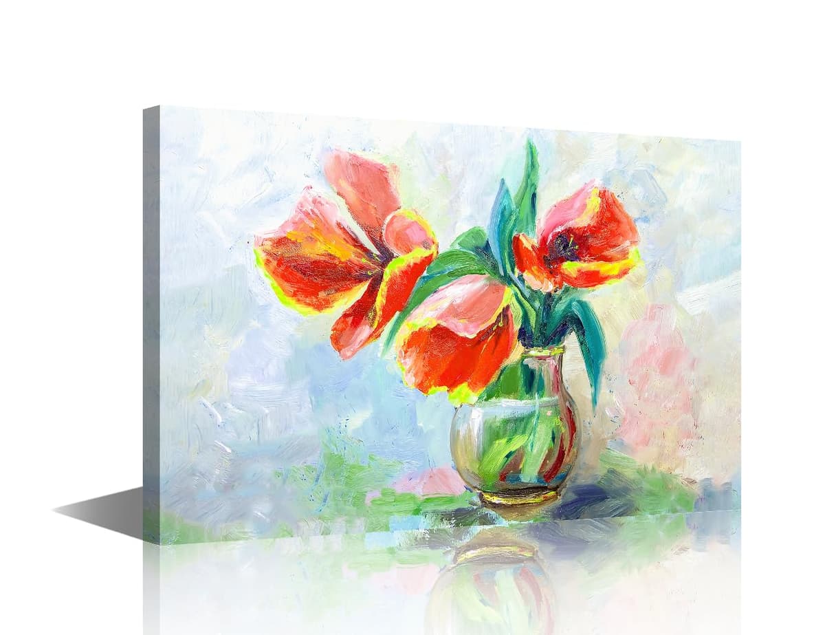 TISHIRON Rustic Yellow Sunflower in Vase Farmhouse Cottage Countryside 18"x12" Canvas Wall Art Prints Framed Picture Photo Painting Home Decor Ready to Hang — view 18