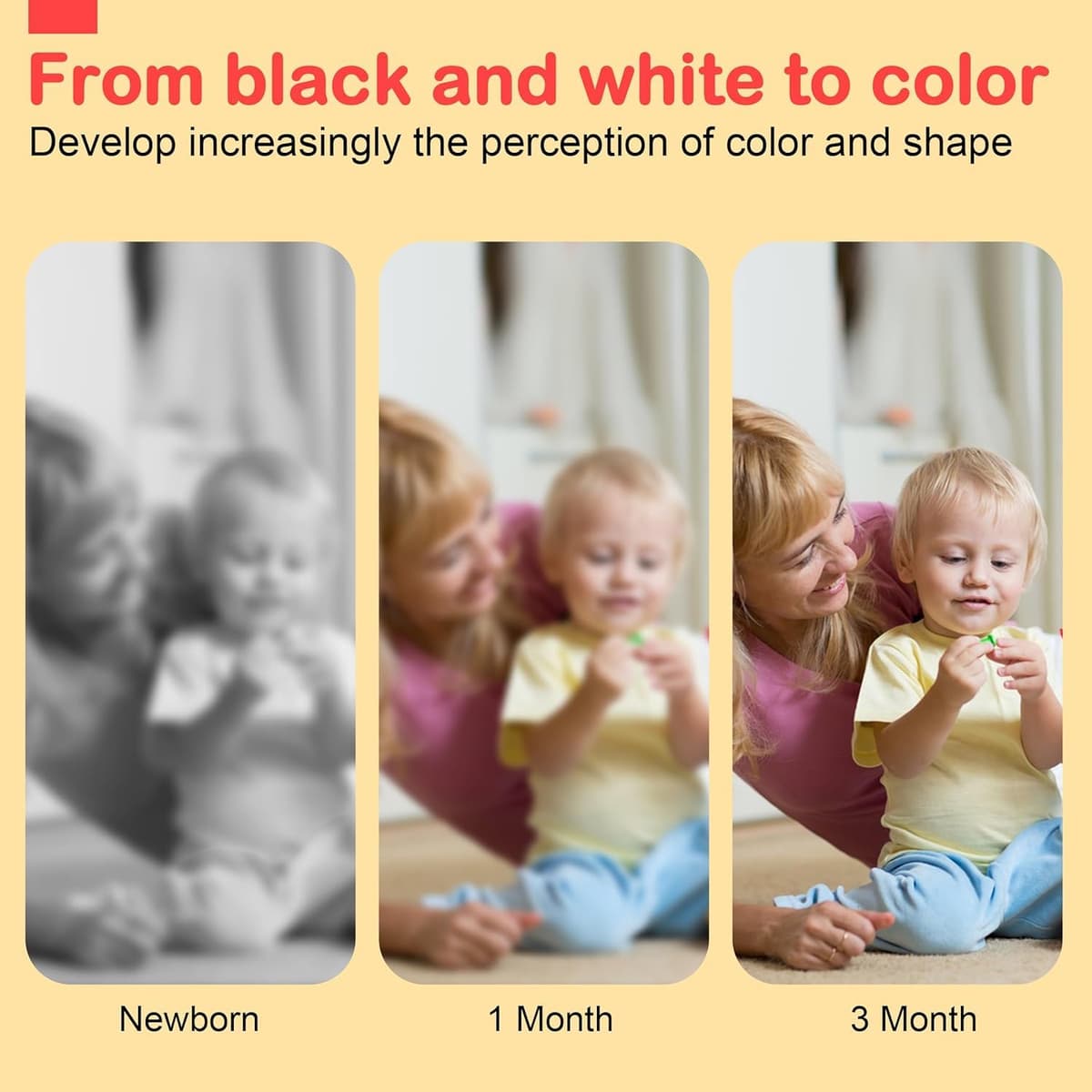 URMYWO Baby Toys 0-6 Months, Black and White Sensory Toys Brain Development, Tummy Time Toys, Soft Baby Book, Baby Essentials for Newborn 0-6-12 Months Montessori Toy Gifts — view 3