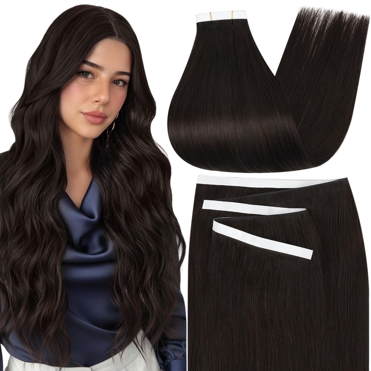 Moresoo Tape in Human Hair Extensions 20 Inch Highlight 50g/20pcs Tape in Hair Extensions Human Hair Ash Blonde with Platinum Blonde #P18/613 — view 14
