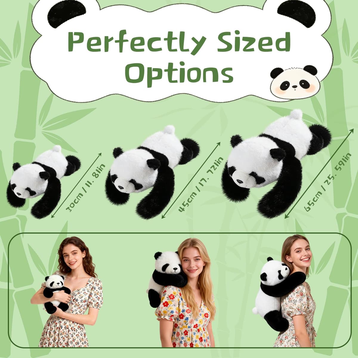 Weighted Panda Plush Teddy, Soft Stuffed Animal Plushies, Cuddly Toy for Comfort & Relaxation, Pookie the Panda Weighted Animals for Adults, Hugging Companion for Anxiety Relief & Sleep Support（45cm） — view 2