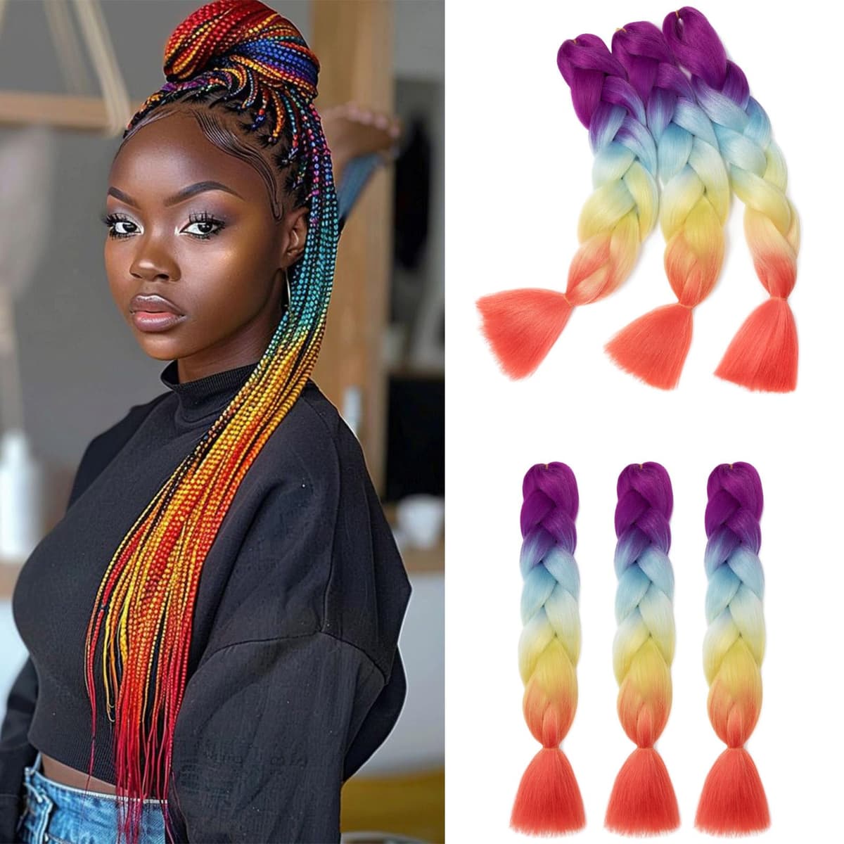 60cm Extensiones de Pelo Trenzas Africanas Castaño Oscuro Extensiones para Trenzas Africanas 1 pcs 100g Kanekalon Pelo para Trenzas Africanas Sintetico Extensiones de Trenzado Cabello Braiding — view 19