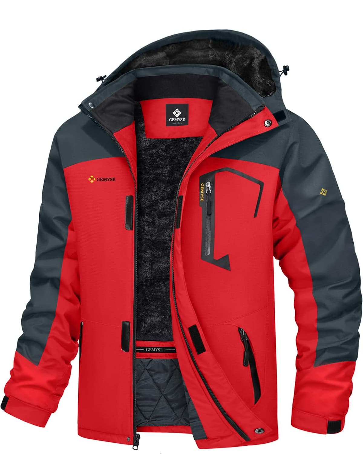 GEMYSE Chaqueta de Esquí Impermeable de Montaña para Hombre Abrigo de Invierno al Aire Libre de Lana a Prueba de Viento con Capucha — view 16