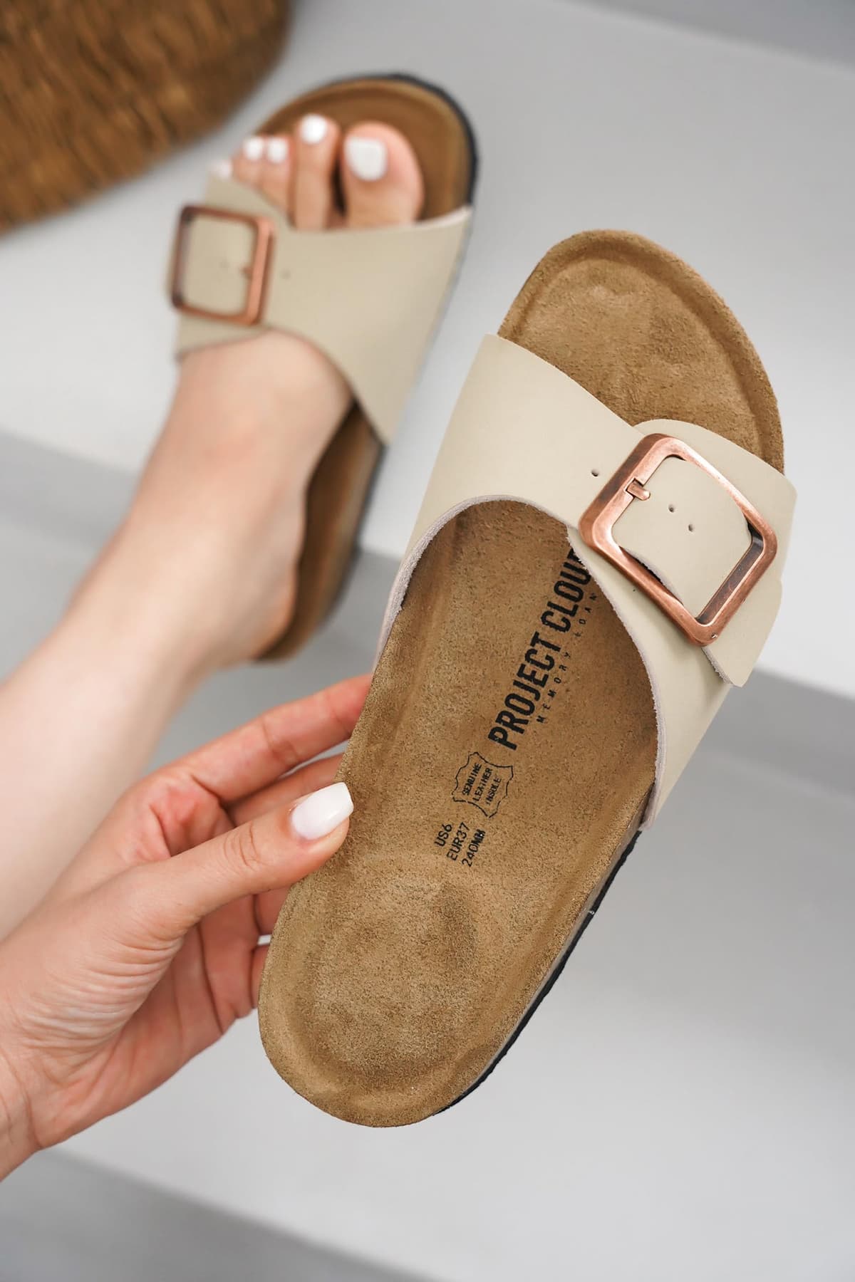 Project Cloud 100% Genuine Leather Sandals Women Dressy Beach Essentials Slides for Women Footwear - Lightweight with Memory Foam Insole Sandals for Women 2026 - Womens Slides