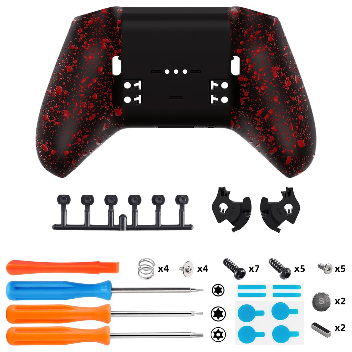 eXtremeRate Replacement Bottom Shell Case for Xbox Elite Series 2 Controller, Textured Red Non-Slip Back Housing Shell, 3D Splashing Cover for Xbox Elite Series 2 Core Wireless Controller Model 1797 — view 2