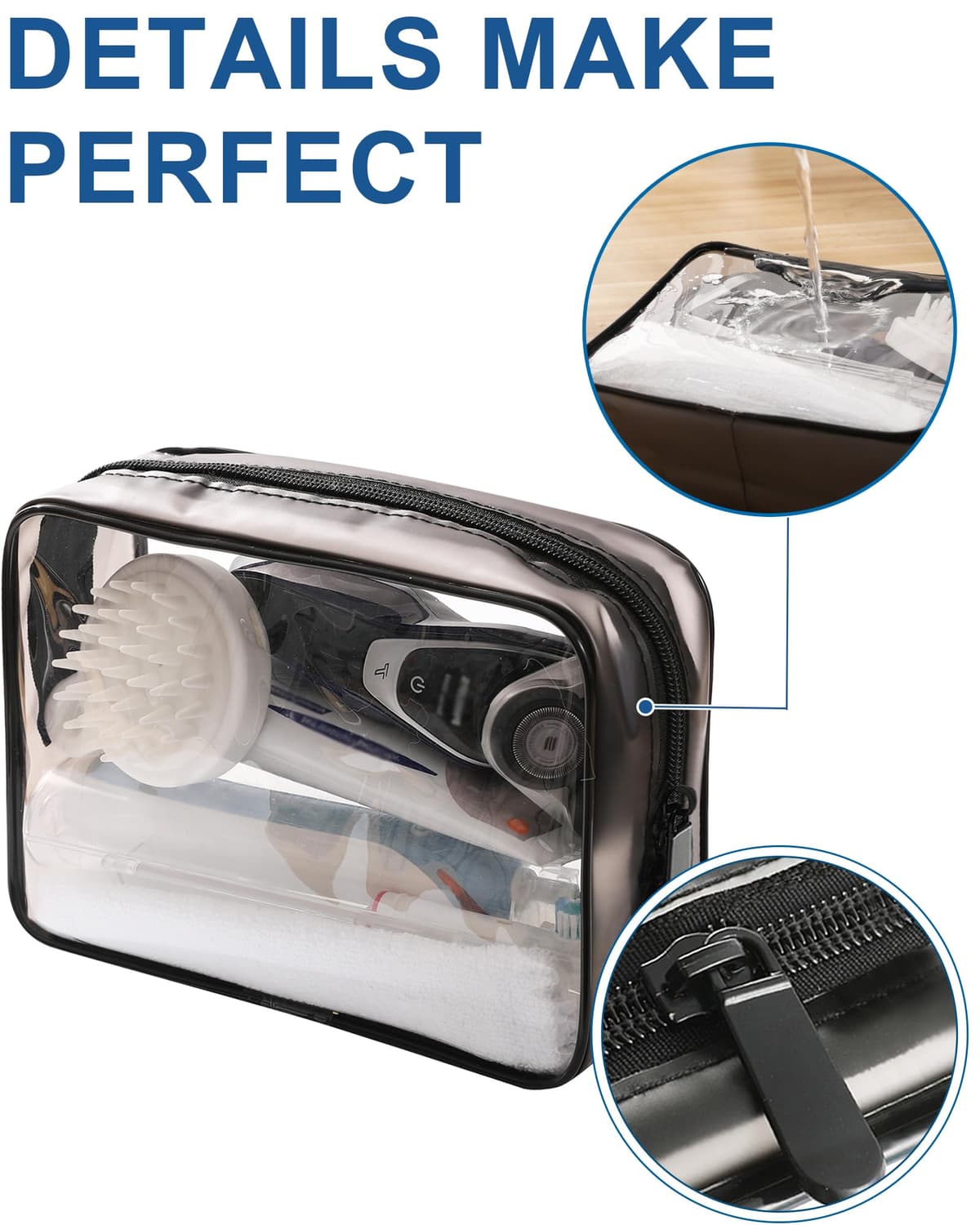 MOCOCITO Neceser Transparente con 8 Botellas de Viaje (MAX.100ml) y 1 Bolsa de Vuelo para Líquidos (20x20 CM,1L), Bolsa de Cosméticos Impermeable para Hombre y Mujer — view 4
