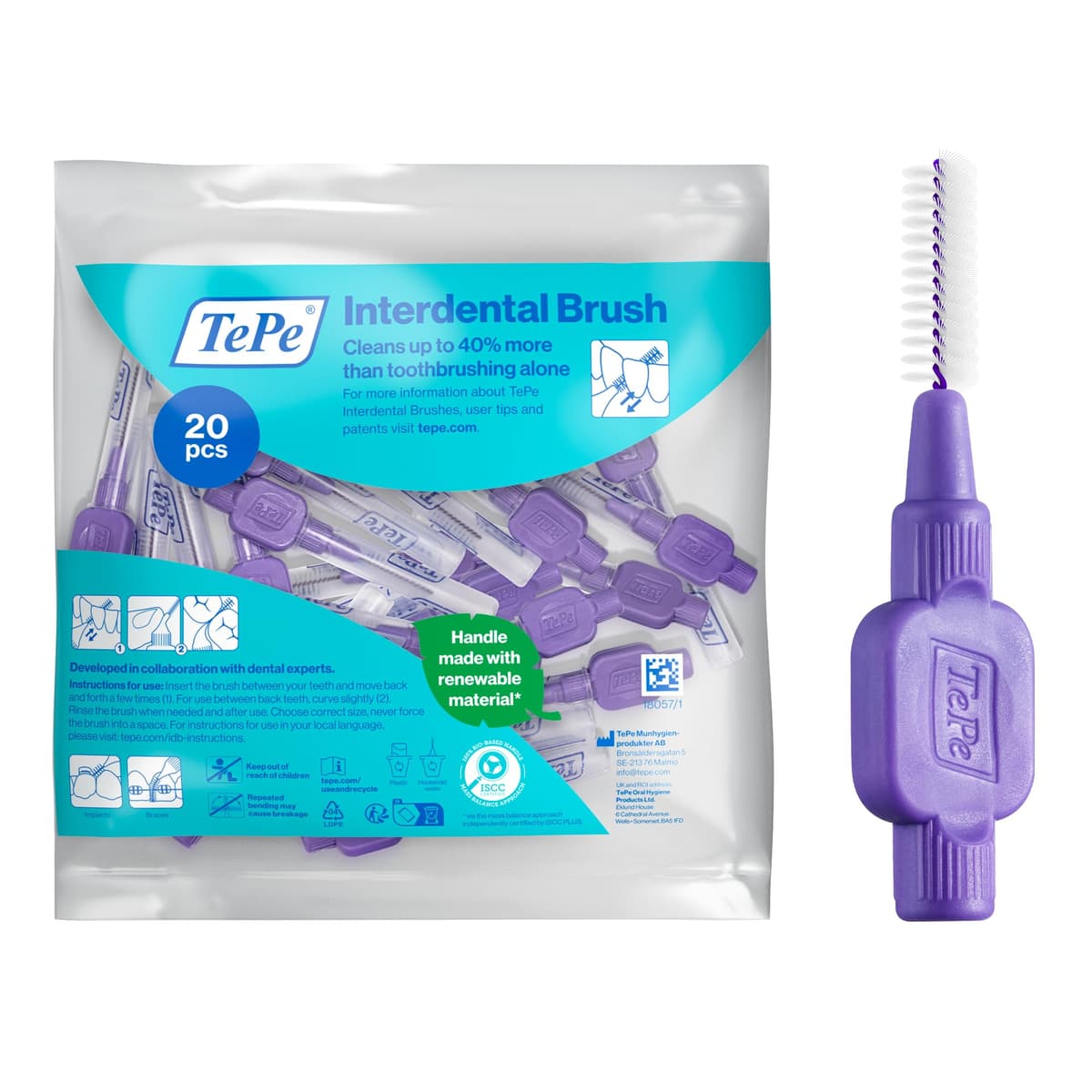 TePe Interdental Brush, Original, Yellow, 0.7mm/ISO 4, 8pcs, efficient Cleaning Between Teeth, Plaque Remover and Dental flosser for Small Gaps — view 20