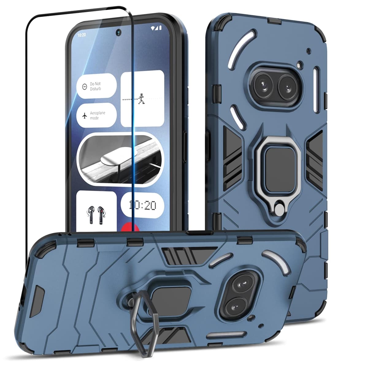 Funda para CMF Phone 2 Pro, Carcasa Antigolpes con Soporte anular metálico, Case Protectora de Grado Militar, Negro — view 807