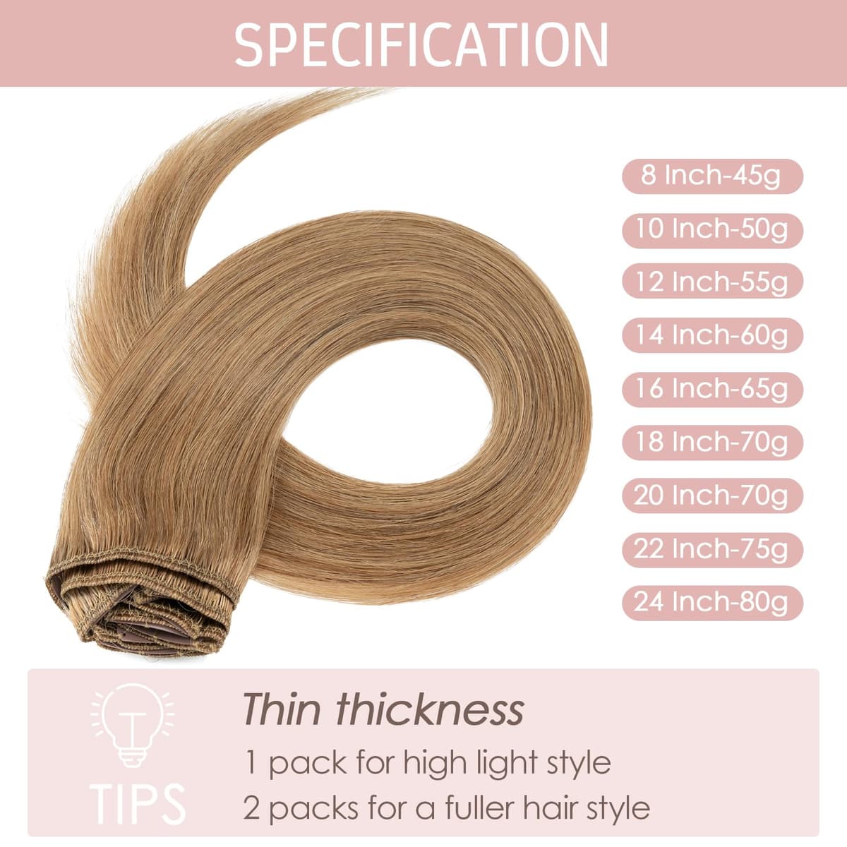 Silk-co 10inch Hair Extensions Clip in Hair Extension Human Hair #04 Medium Brown -Basic Thickness-Thin Weft- 8 Pieces Real Remy Straight Hair Extensions[50g] — view 79
