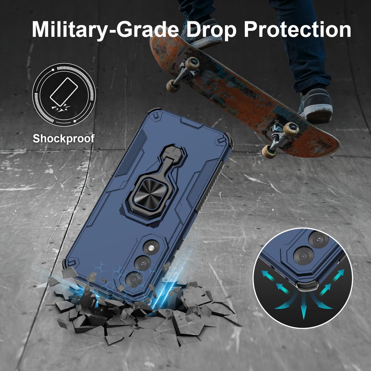 Funda para CMF Phone 2 Pro, Carcasa Antigolpes con Soporte anular metálico, Case Protectora de Grado Militar, Negro — view 1001