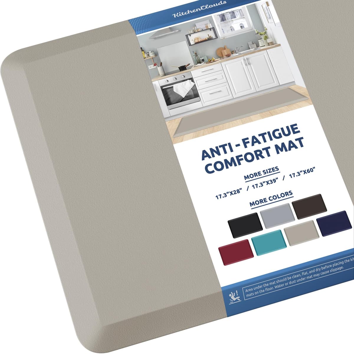 KitchenClouds Kitchen Mat Cushioned Anti Fatigue Rug 17.3"x28" Water Resistant Non Slip Standing Desk Mat Comfort Floor Mats for Kitchen House Sink Office (Khaki) — view 68