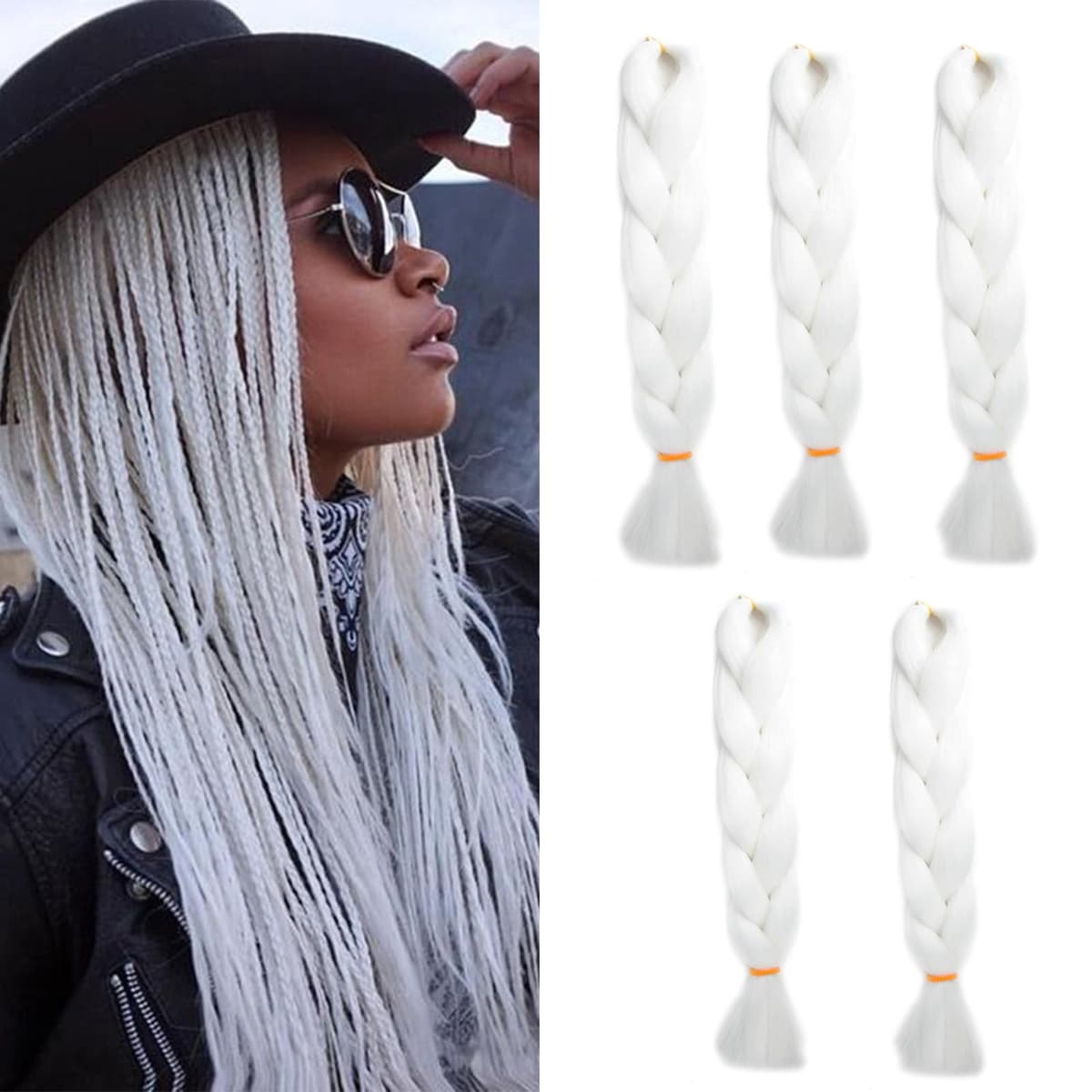 24" Braiding Hair Extension Jumbo Braids Synthetic 3bundles/pack Crochet Hair Afro Box Braid Heat Resistent (Dark Purple) — view 69