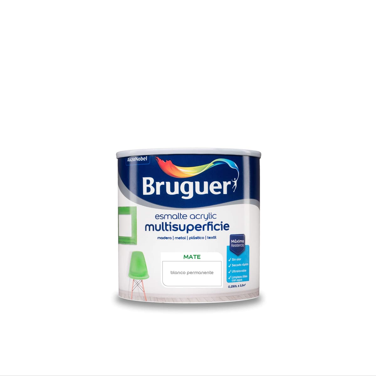 Bruguer Acrylic Multisuperficie Esmalte al agua Satinado - Pintura 750 mL, Blanco Permanente — view 67