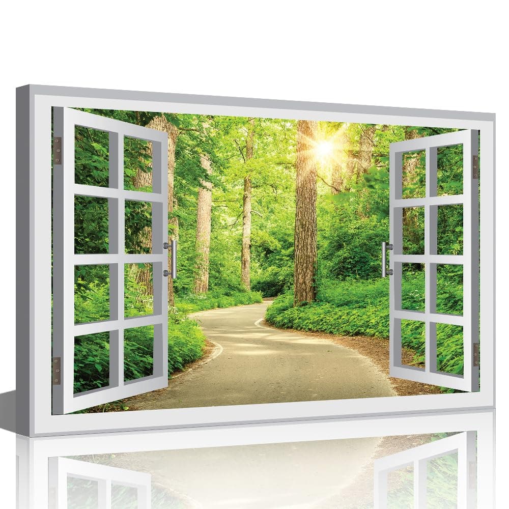 TISHIRON 3D Window View Seaside Effect Canvas Wall Art Prints for Living Room Bedroom Decor Office Kitchen Home Decoration Framed Ready to Hang 12x18inch — view 14