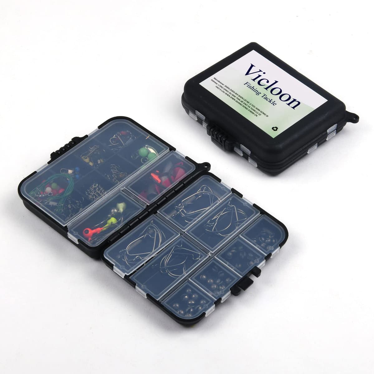 Vicloon Anzuelos de Pesca,Accesorios de Pesca con Caja de Pesca, Incluye Pesas de Plomada, Emerillones e Imperdibles, Diapositivas de Plomada, Anzuelos, Kit de Caja de Aparejos de Pesca — view 6