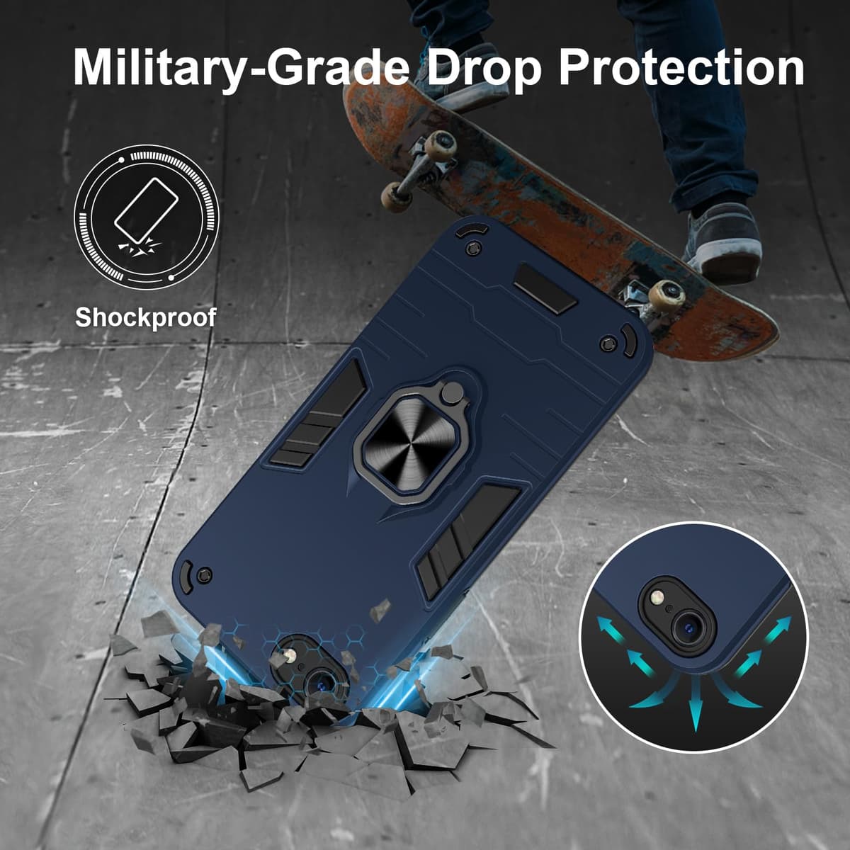 Funda para CMF Phone 2 Pro, Carcasa Antigolpes con Soporte anular metálico, Case Protectora de Grado Militar, Negro — view 272