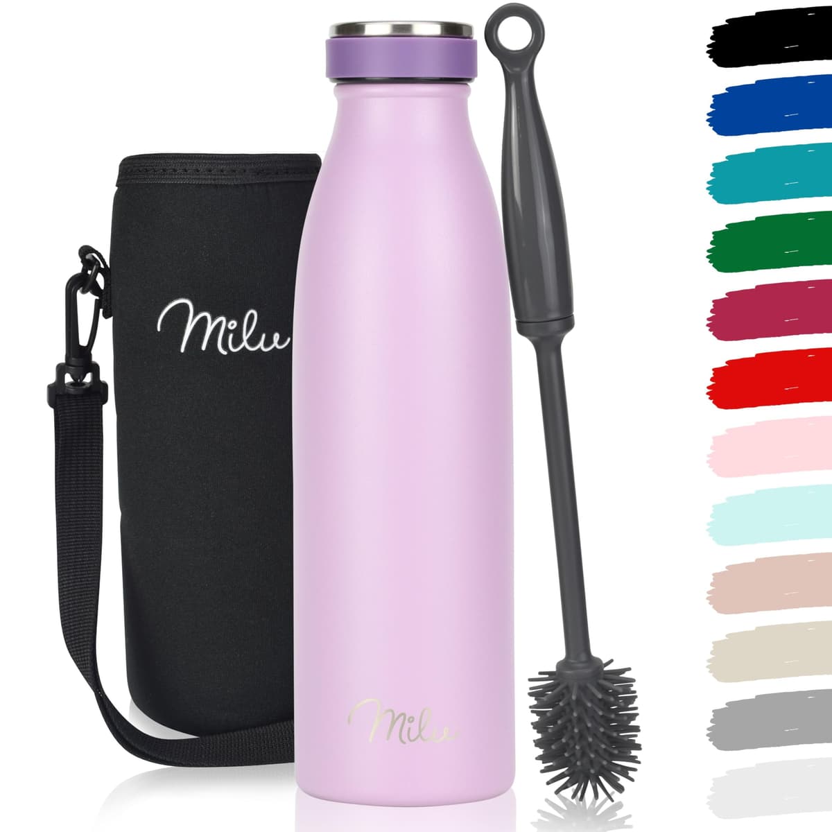 Milu Stainless Steel Drinking Bottle 1500 ml - Insulated Thermo Flask for Water - Leak Proof, Insulated and Double Walled, Carbonated (Granite Navy Blue, 1,5L) — view 75