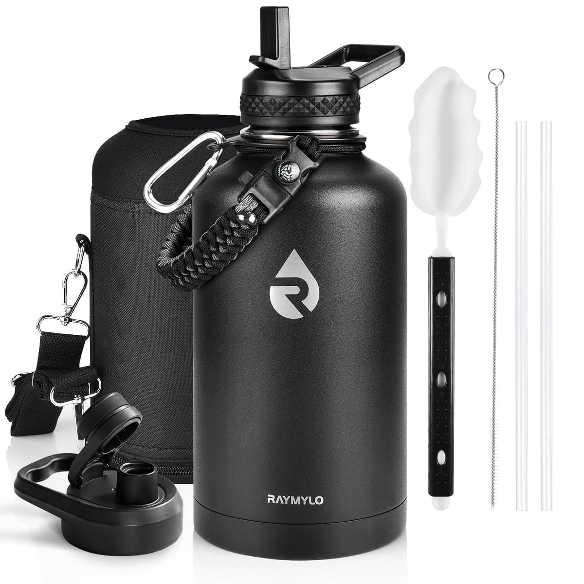 RAYMYLO One Gallon Water Bottle Insulated, Triple Walled Vacuum Stainless Steel (Cold for 48 Hrs), Leak Proof & Non-BPA, Large Water Flask Jug with Paracord Handle & Straw Spout Lids — view 72