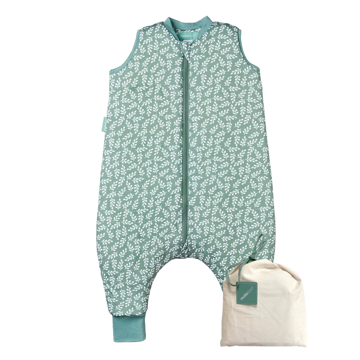 molis&co - Pijama Manta con Pies 2.5 TOG - 70 cm (1 año) - Ideal para Invierno - Suave y cálido - 100% algodón (Oeko-Tex 100) - Green Garden