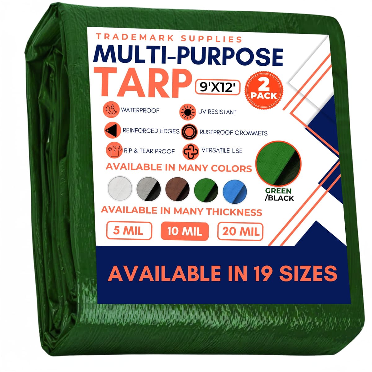 Large Waterproof Tarp- Heavy Duty Thick Poly Tarpaulin Ideal for Canopy Tents, Boats, RV or Pool Covers- Multipurpose Protective Tarps with Grommets for Indoor and Outdoor Use — view 311