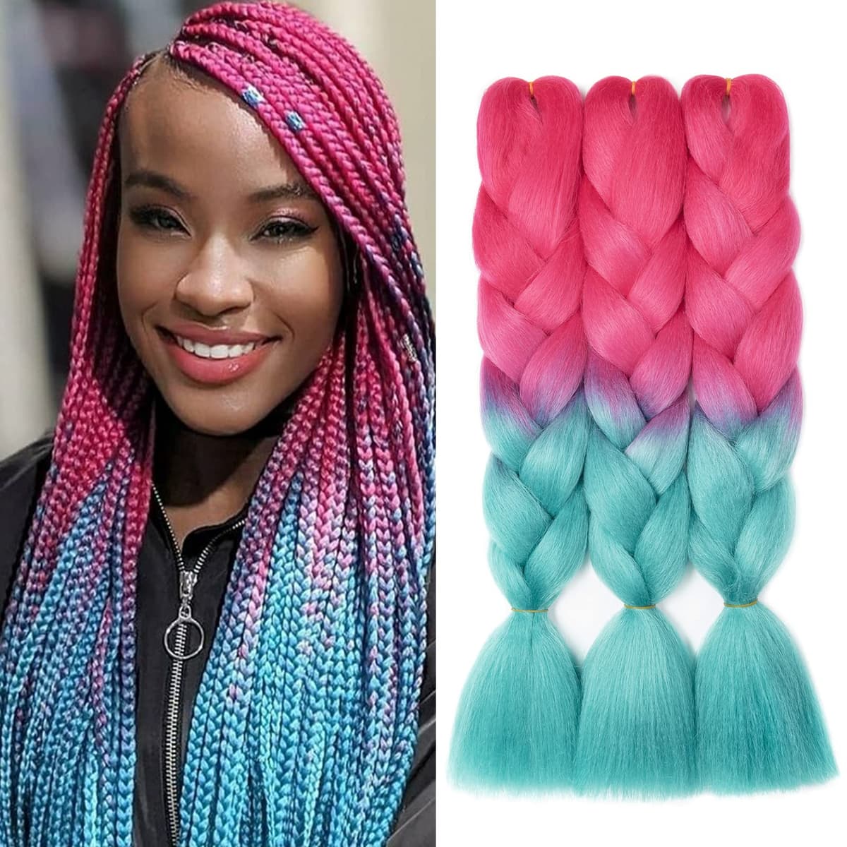 60cm Extensiones de Pelo Trenzas Africanas Castaño Oscuro Extensiones para Trenzas Africanas 1 pcs 100g Kanekalon Pelo para Trenzas Africanas Sintetico Extensiones de Trenzado Cabello Braiding — view 106