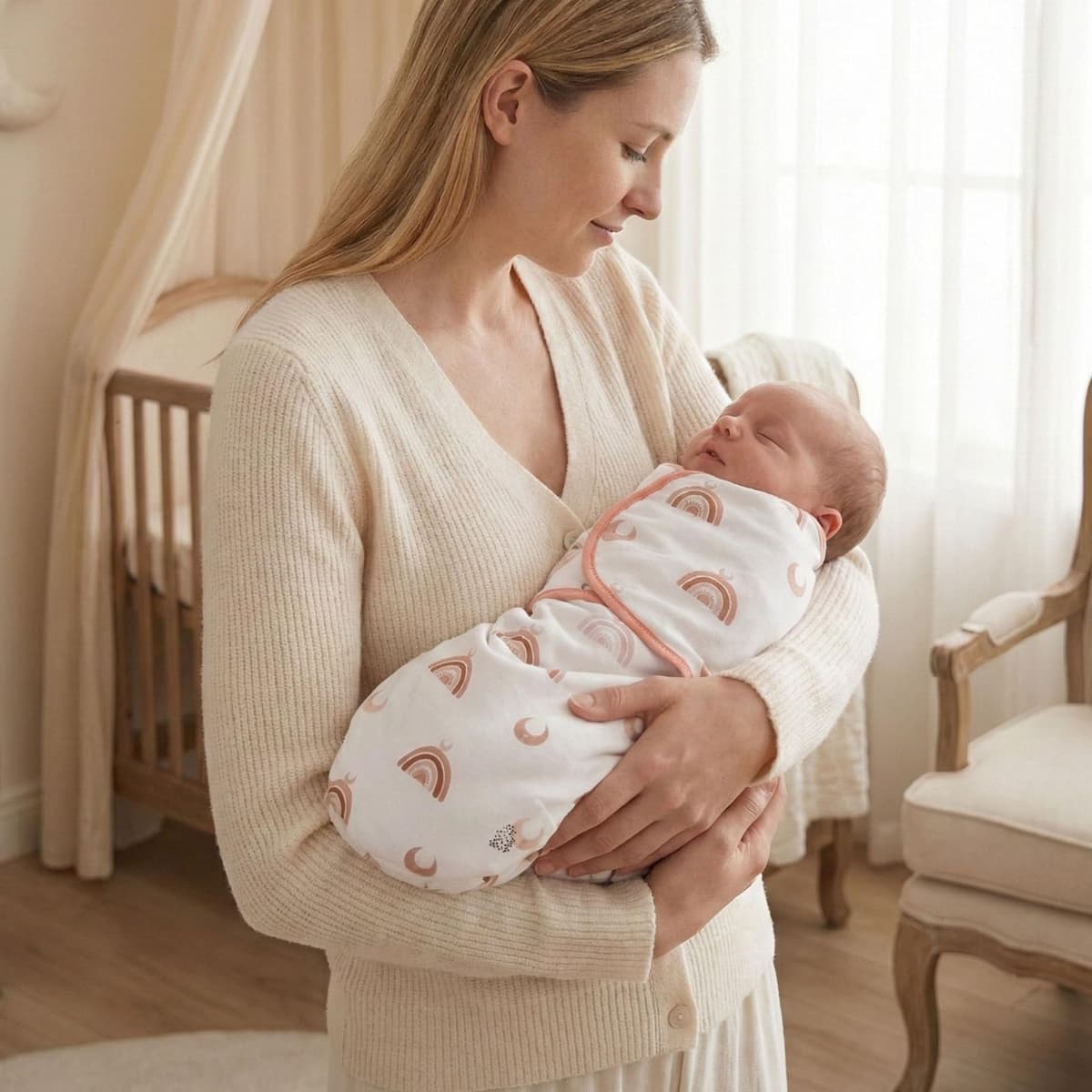 GLLQUEN BABY 3-Pack Organic Baby Swaddle Sleep Sacks for Newborn - Baby Swaddles 0-3 Months, Swaddle Sack, Rainbow & Sun, Blanket Wrap (Small/Medium) — view 8