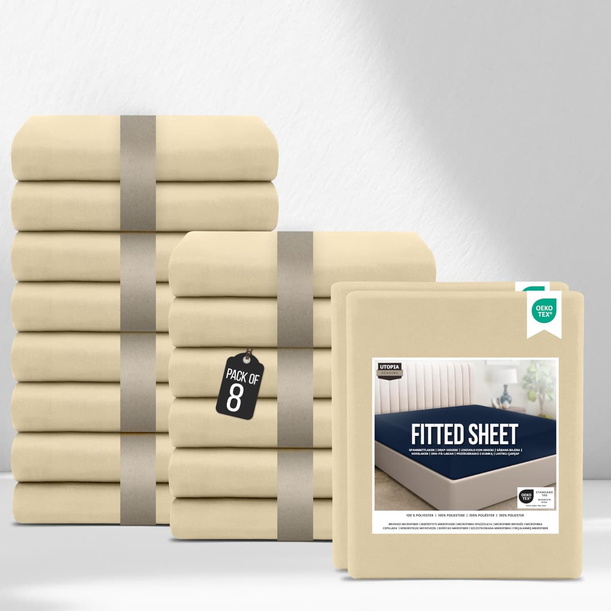 Utopia Bedding Fitted Sheet Single (2 Pack), White - Deep Pocket 14 inch (35 cm) - Oeko Tex Certified - Easy Care - Soft Brushed Microfibre Fabric - Shrinkage and Fade Resistant - Bottom Sheet — view 55