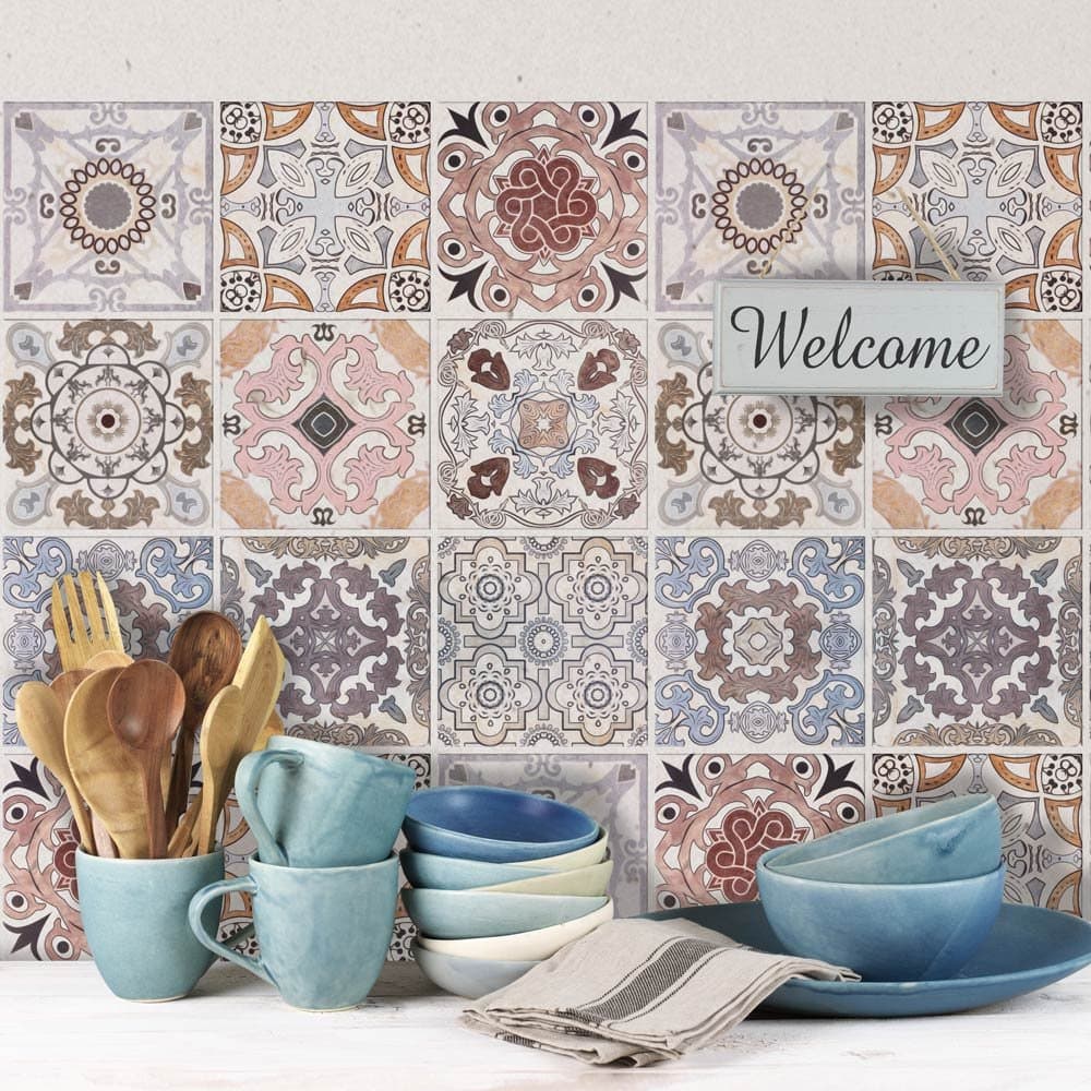 RE-COVERTILES - Pegatinas Azulejos Cocina y Baño Stickers de PVC Impermeables Antiarañazos Decoración de Pared Baldosas Peel and Stick - Modelo 24 Pzas 10x10 cm PS00179 Made in Italy — view 47
