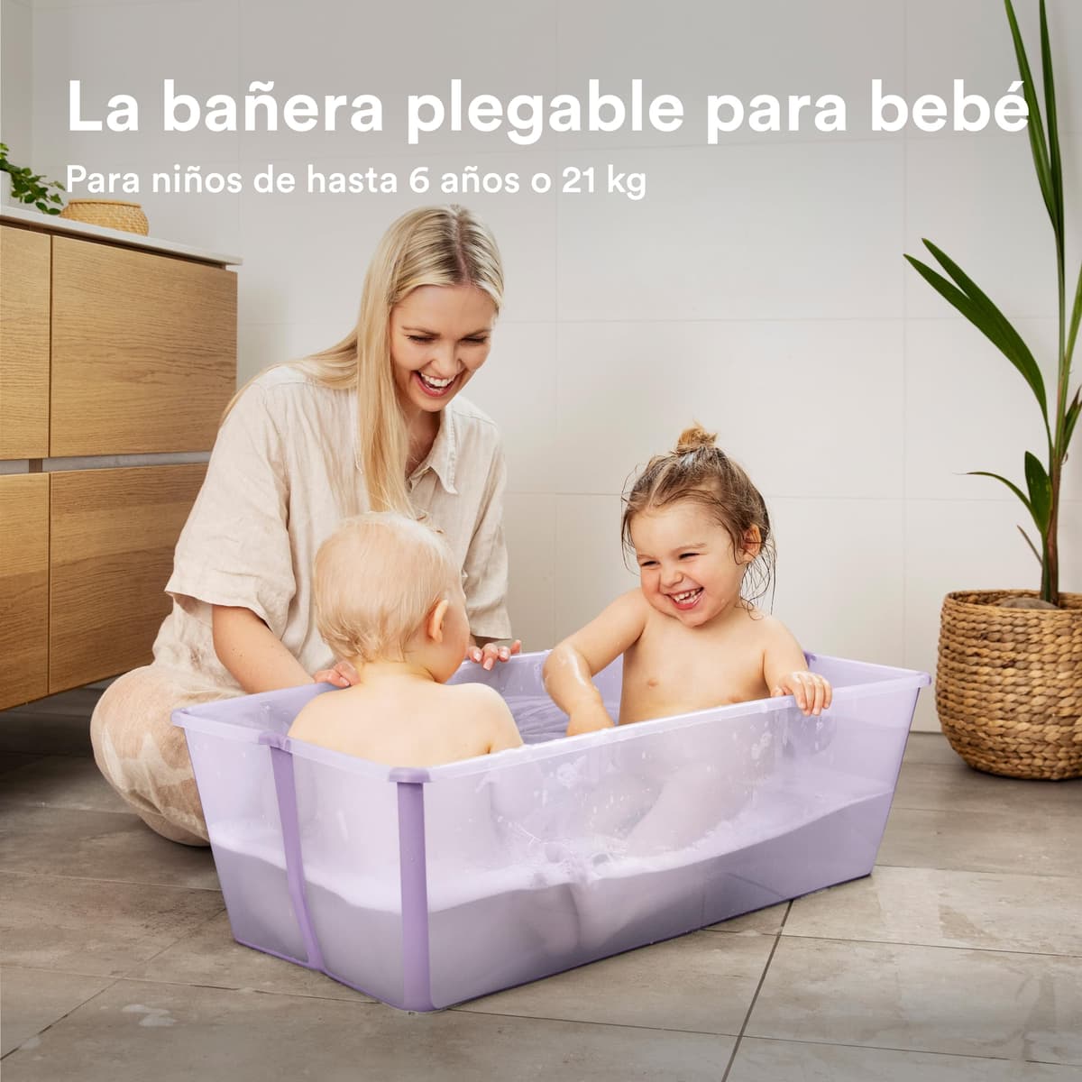 Stokke Flexi Bath X-Large, Lavender - Bañera plegable para bebé - Ligera, duradera y fácil de guardar - Práctica para usar en casa o de viaje - De 0 a 6 años — view 2