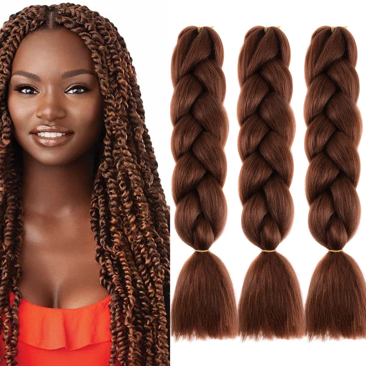 24" Braiding Hair Extension Jumbo Braids Synthetic 3bundles/pack Crochet Hair Afro Box Braid Heat Resistent (Dark Purple) — view 110