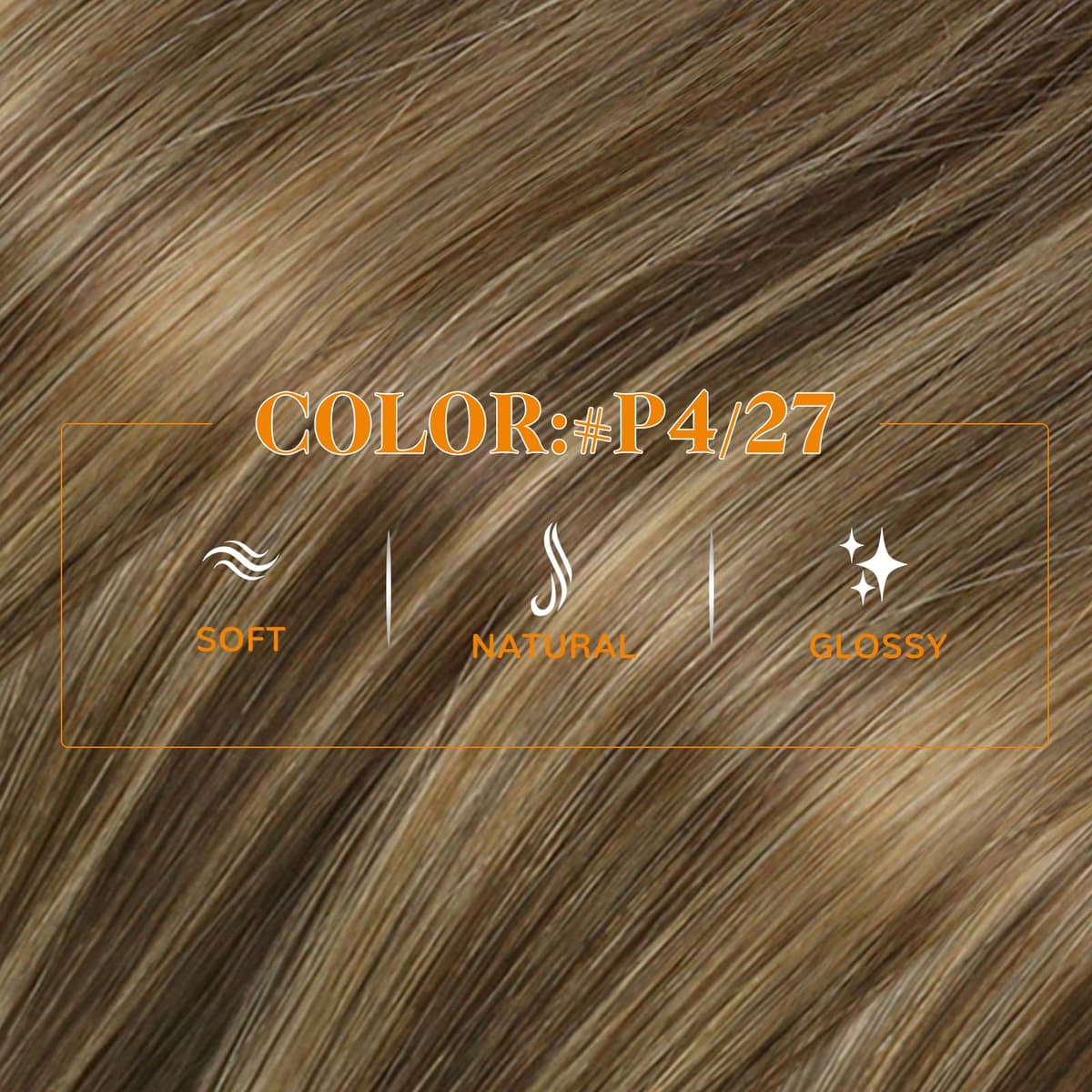 Easyouth Hair Extensions Nano Brown Highlight Nano Beads Hair Extensions Real Human Hair Medium Brown with Honey Blonde Nano Human Hair Extensions for Daily Life 16 Inch 50g/50s #P4/27 — view 2