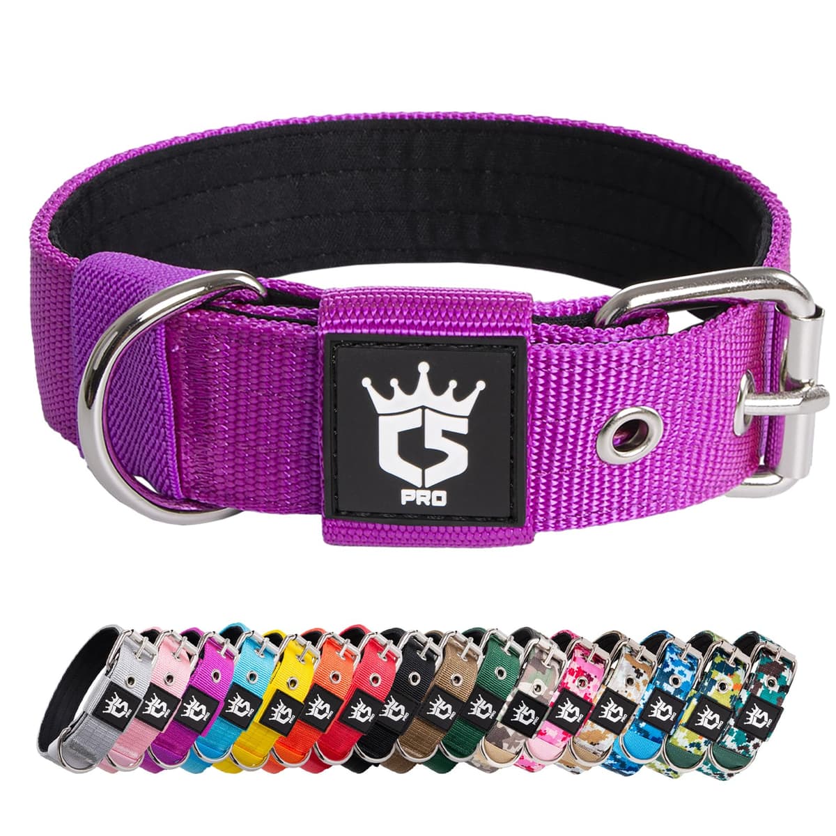 TSPRO Collar Táctico para Perros Ajustable, Collares con Broche de Metal Robusto, de 3,8 cm de Ancho, Duradero y Cómodo para Perros Medianos y Grandes (Negro M) — view 7