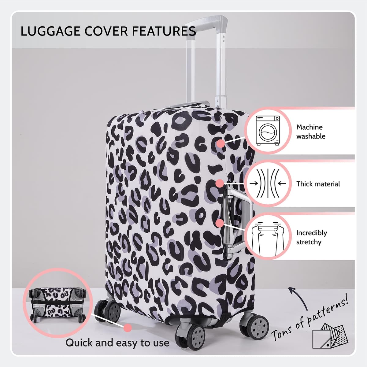 Periea Luggage Covers for Suitcases – Suitcase Cover – Premium Elasticated Material – Small, Medium, Large or Extra Large — view 5