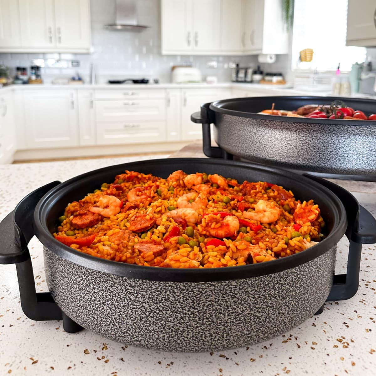 Quest 35410 30cm Multi-Function Electric Cooker Pan with Lid/Adjustable Thermostatic Control/Non-Stick Aluminium / 30 x 30cm Surface/Detachable Power Cable For Serving — view 9
