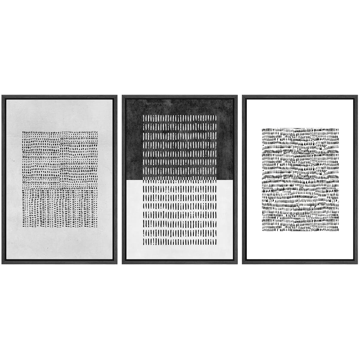 SIGNWIN Framed Canvas Print Wall Art Set Blue White Grunge Geometric Pattern Abstract Shapes Cozy Neutral Decorative Contemporary Minimal for Living Room, Bedroom, Office - 24"x36"x3 Natural — view 68