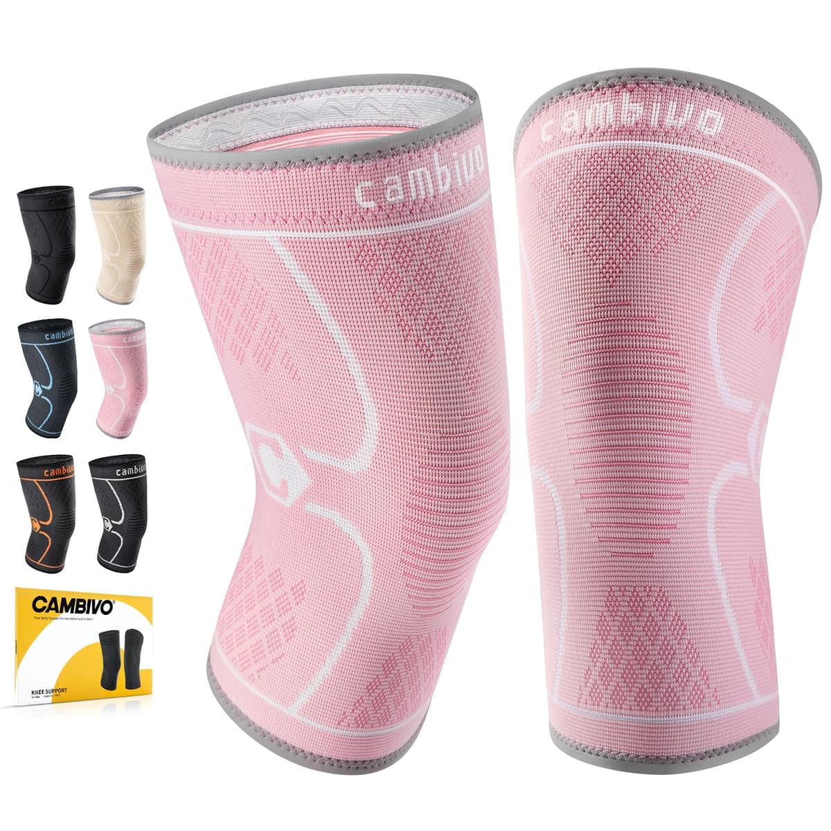CAMBIVO 2Pcs Rodilleras Gym de Compresion, Rodilleras Menisco y Ligamento, Rodillera Transpirable y Antideslizante para Gym, Voleibol, Baloncesto, Correr, Bicicleta, Unisex — view 19