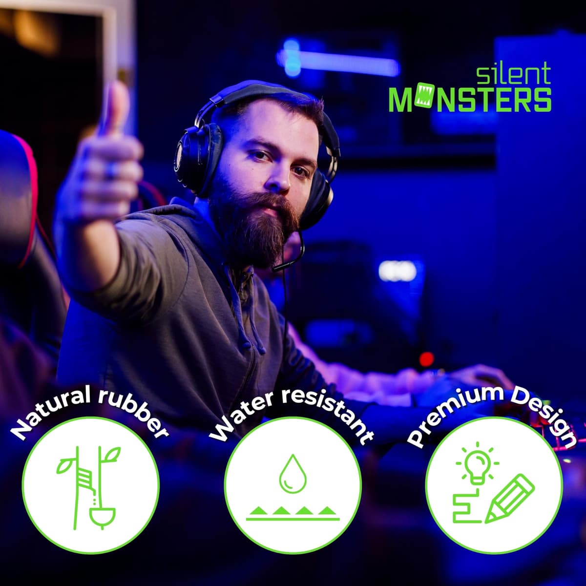 Silent Monsters Mouse Mat XX Large 35 x 16 inches / 90 x 40 cm, Sloth Follow Your Dreams, system Stitched Edges, Office/Gaming Mousemat, Mousepad non-slip & quiet, Desk Mat XXL — view 4