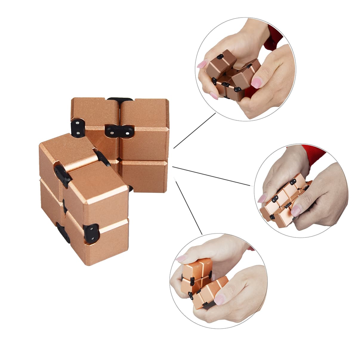 Funxim Infinity Cube Toy para Adultos y niños, versión Nueva Fidget Finger Toy Stress y Ansiedad, Killing Time Fidget Toys Infinite Cube para Office Staff — view 2