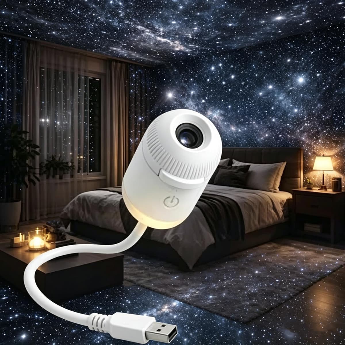 Genérico 2-in-1 Galaxy Projector Night Light, Mini Galaxy Projector, USB Portable Starry Sky, Adjustable Brightness 360° Rotating Design and LED Mini Night Light for Car,Room Decor (3)