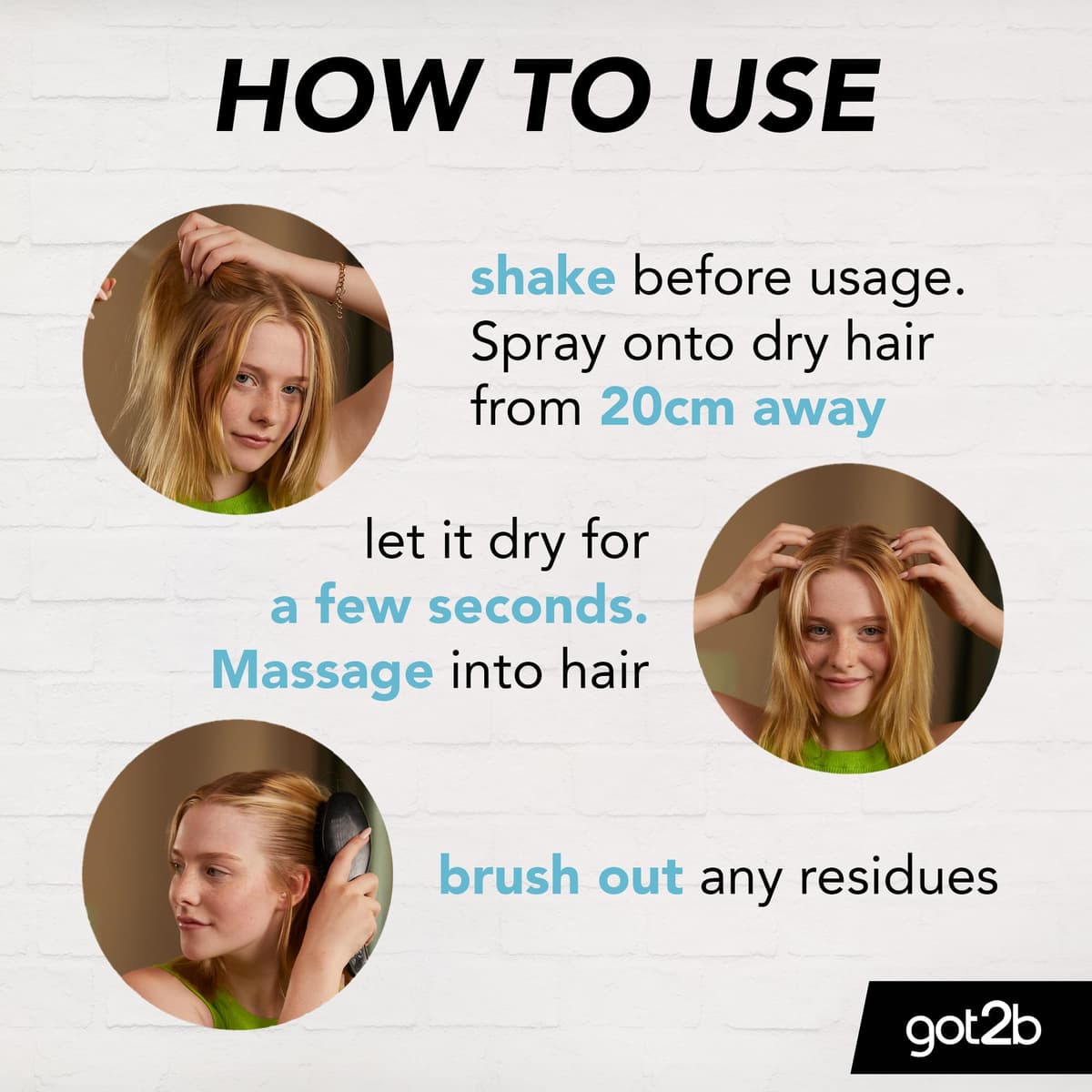 got2b Dry Shampoo Instant Fresh Up Extra Volume 200 ml, Cleans & Refreshes, Instant Fresh Up, for 24h Fragrance, Vegan Formula — view 3