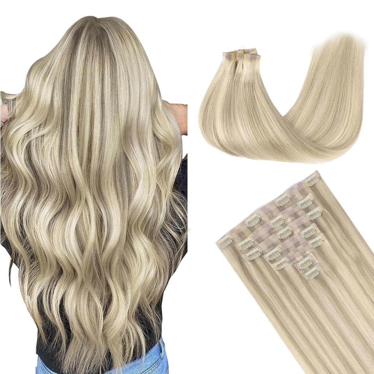 GOO GOO Clip in Hair Extensions Human Hair, 18inch 150g 9Pcs, #2 Dark Brown, Hair extensions for women, Human Hair Extensions Clip in — view 332