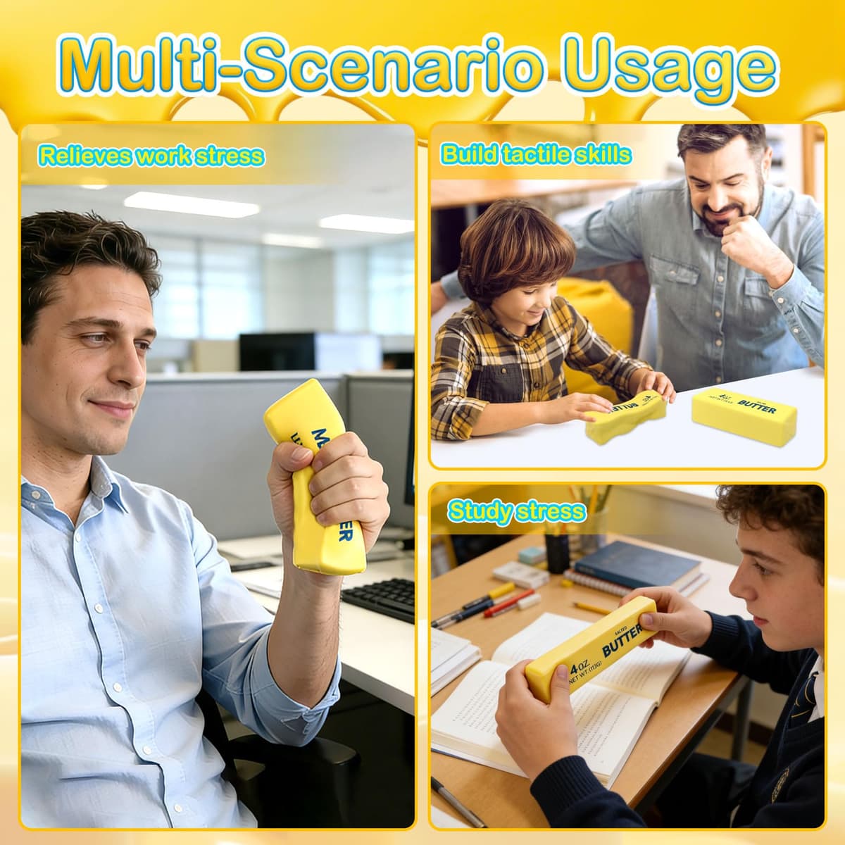 2 Unidades Juguete Para Apretar Mantequilla, Palos De Mantequilla Bola Para Apretar Paloes De Mantequilla Realista Bolas Antiestrés Para Apretar Mantequilla De Rebote Lento Comida Falsa Squishy — view 5