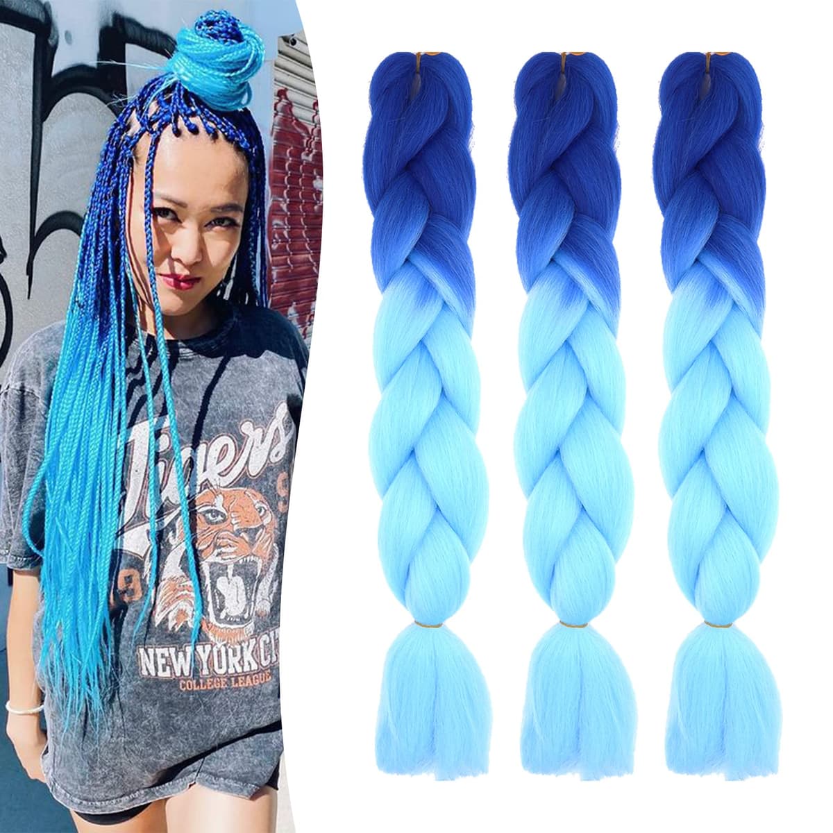 24" Braiding Hair Extension Jumbo Braids Synthetic 3bundles/pack Crochet Hair Afro Box Braid Heat Resistent (Dark Purple) — view 36
