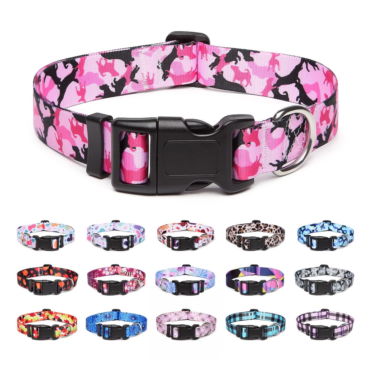 Adjustable Nylon Dog Collar with Patterns, Soft Comfy Pet Collar for Small Medium Large Dogs (S, Purple Plaid) — view 40