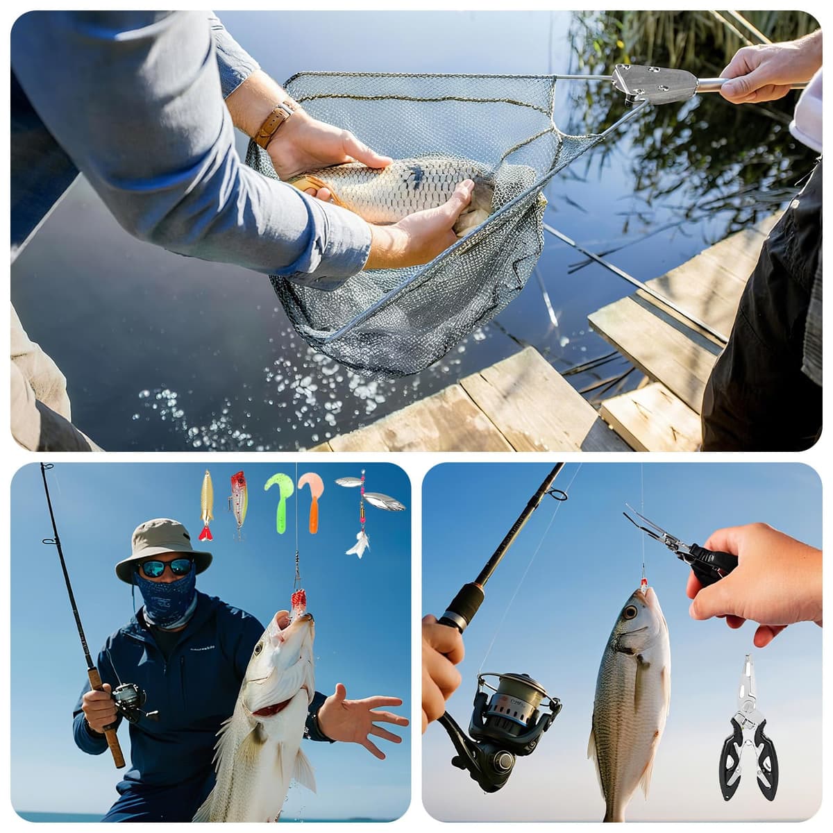 Calendario Adviento Adultos 2025, Calendario Adviento Pesca Hombre, Calendar Advent con 24 Días Señuelos Pesca Rellenar Calcetines Navidad, Regalos Navideños Pescas Amantes Pesca (Azul) — view 4